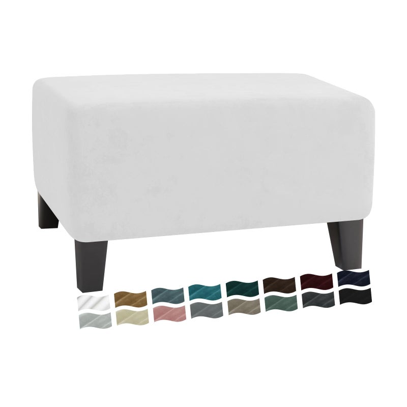 MAXIJIN Velvet Ottoman Slipcover Small Stretch Square Rectangle Footstool Slipcover Folding Storage Ottoman Covers for Living Room with Elastic Bottom (Ottoman Small, White) - Image 1